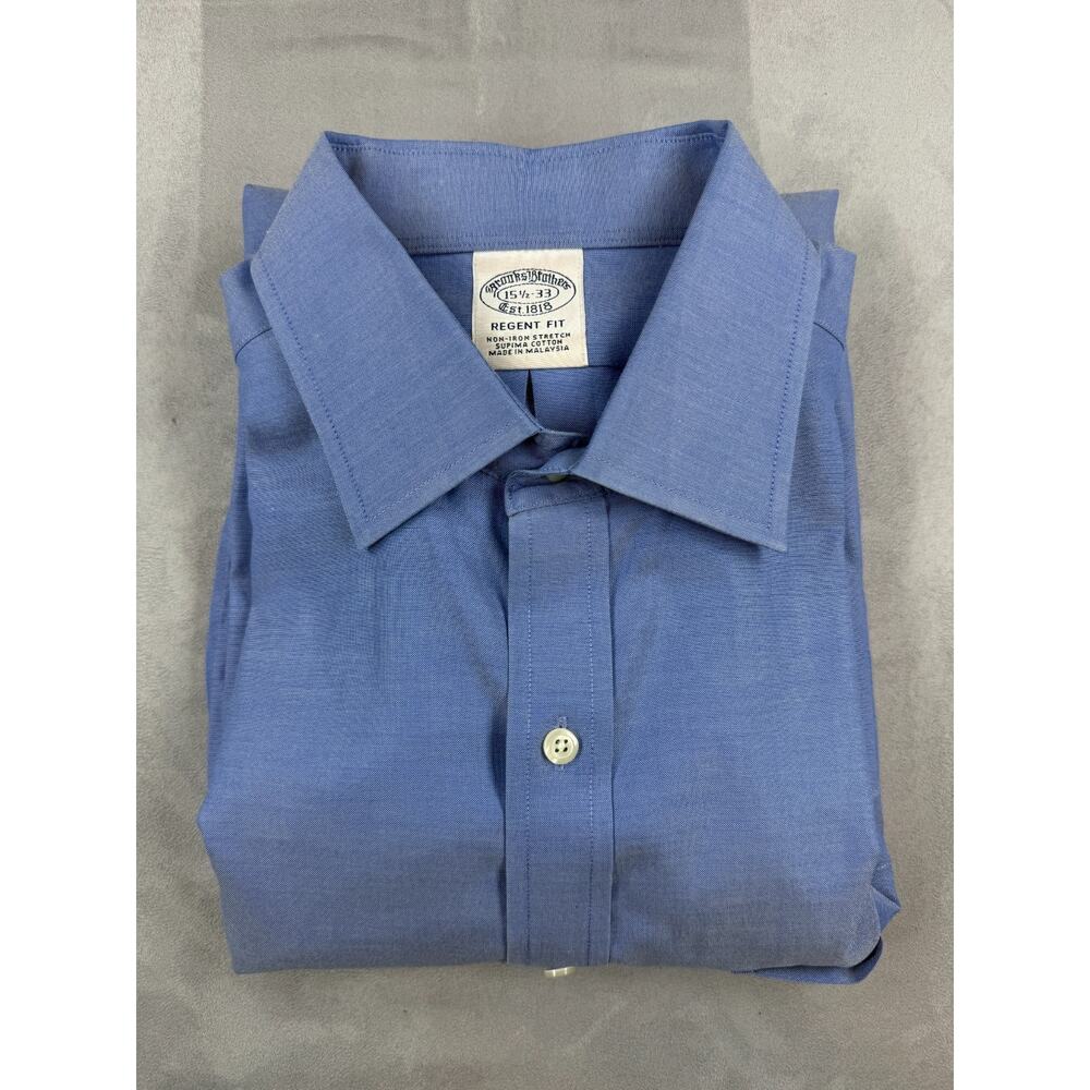 Brooks Brothers Men's 15.5-33 Regent Fit Blue LS Non-Iron Supima Shirt NWOT - Picture 2 of 11